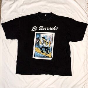 Loteria El Borracho Novelty Mexico Shirt Black Sz 2XL